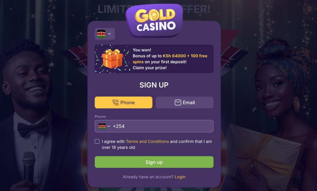 Gold casino phone registration in Kenya